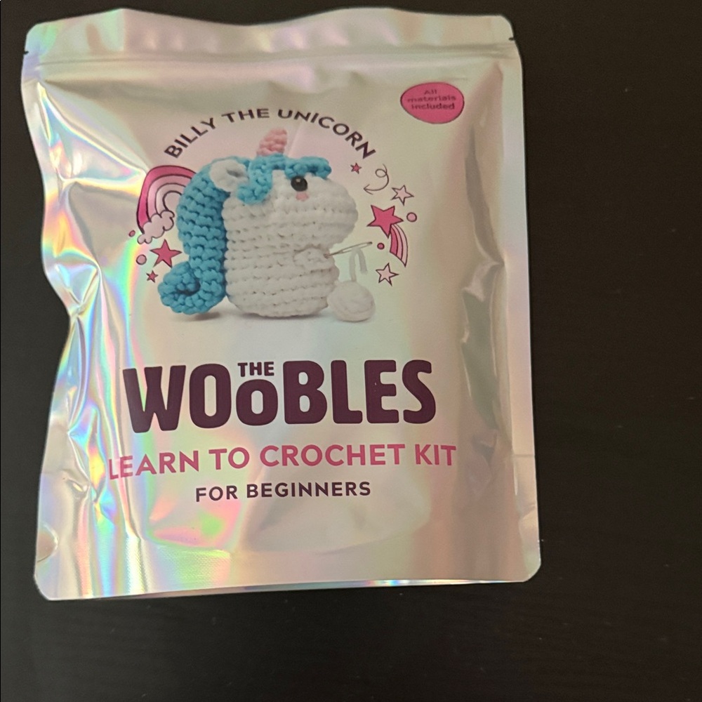 The Woobles Billy the Unicorn Learn to Crochet Kit - Blue & White